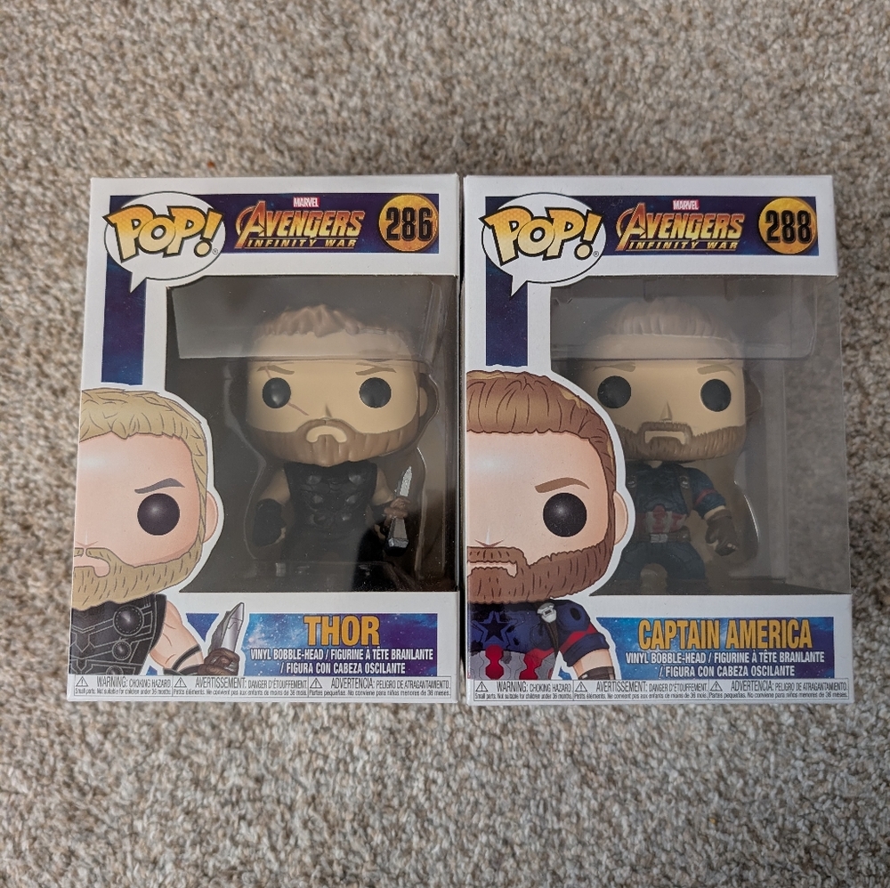 Funko Pop Thor and Captain America Figures